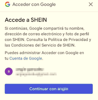 Create a Shein account from your mobile phone, step 3