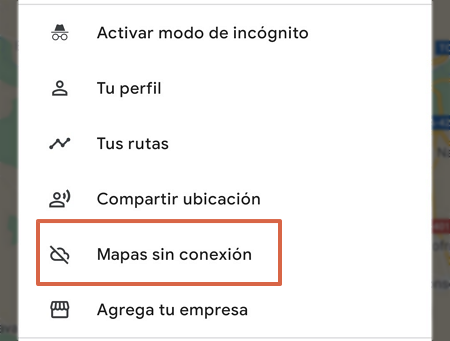 Dónde encontrar los mapas sin conexión de Google Maps paso 3