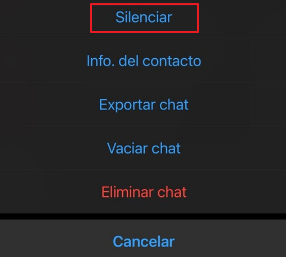 Silenciar las notificaciones de WhatsApp en iOS desde lista de convesaciones paso 2