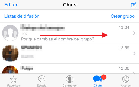 Silenciar las notificaciones de WhatsApp en iOS grupos paso 1