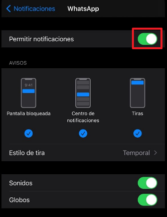 Silenciar las notificaciones de WhatsApp en iOS toda la app paso 2