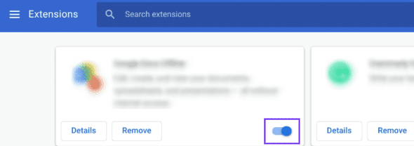 desactivar una extensión de Chrome