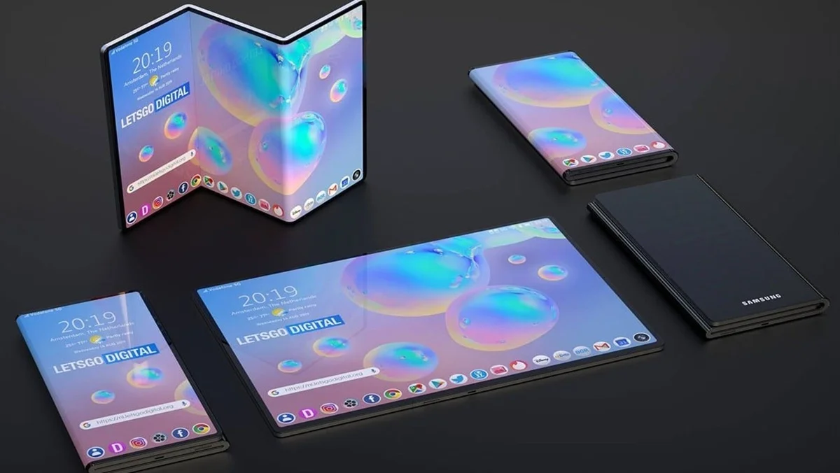 samsung expone un nuevo modelo de movil que se dobla en tres como un papel